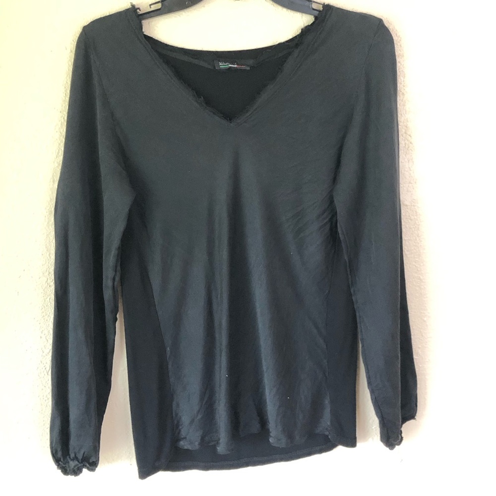ITALIAN Black Silk Blouse Top SHIRT S